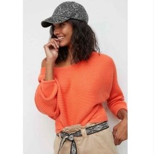 Anthropologie Kendall Cropped Boatneck Ribbed Sweater Small